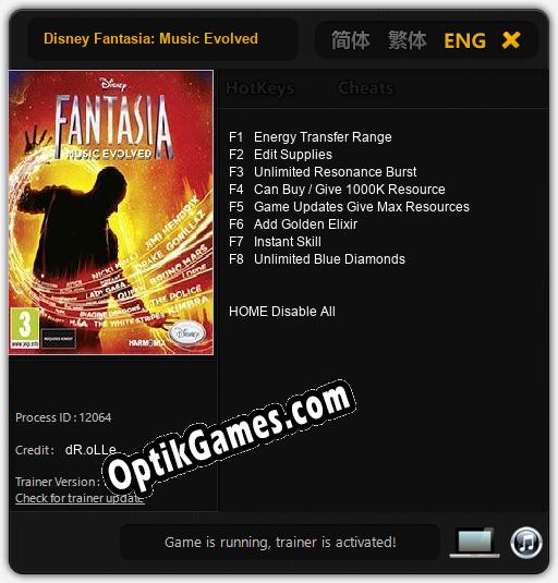 Disney Fantasia: Music Evolved: TRAINER AND CHEATS (V1.0.72)