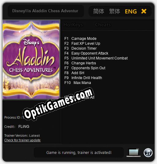 Trainer for Disneys Aladdin Chess Adventures [v1.0.1]