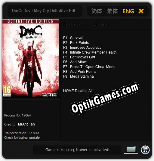 Trainer for DmC: Devil May Cry Definitive Edition [v1.0.1]