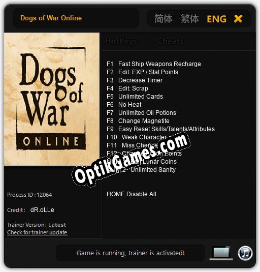 Trainer for Dogs of War Online [v1.0.1]