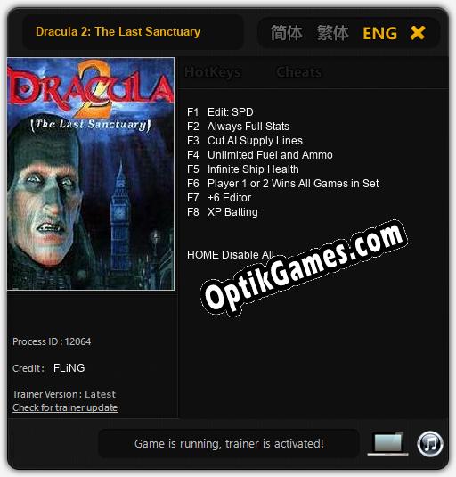 Dracula 2: The Last Sanctuary: Cheats, Trainer +8 [FLiNG]