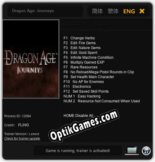 Dragon Age: Journeys: Cheats, Trainer +14 [FLiNG]