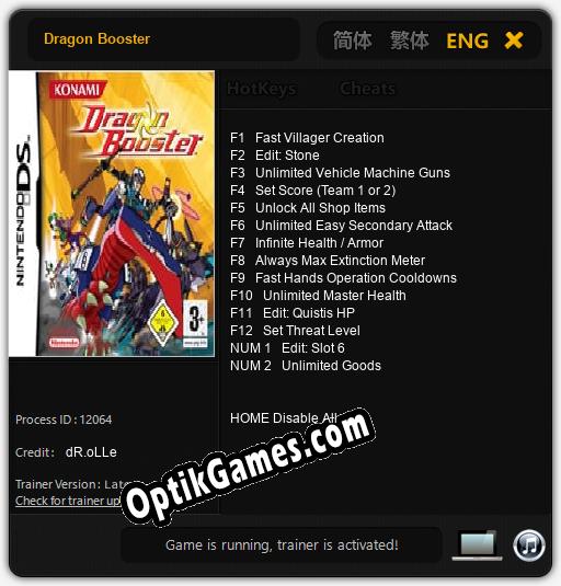 Trainer for Dragon Booster [v1.0.6]