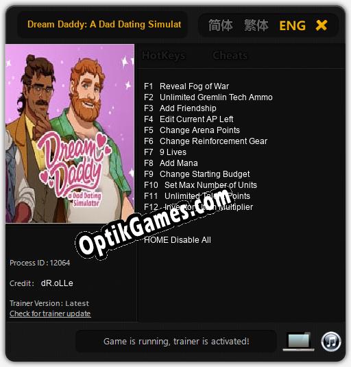 Dream Daddy: A Dad Dating Simulator: TRAINER AND CHEATS (V1.0.88)