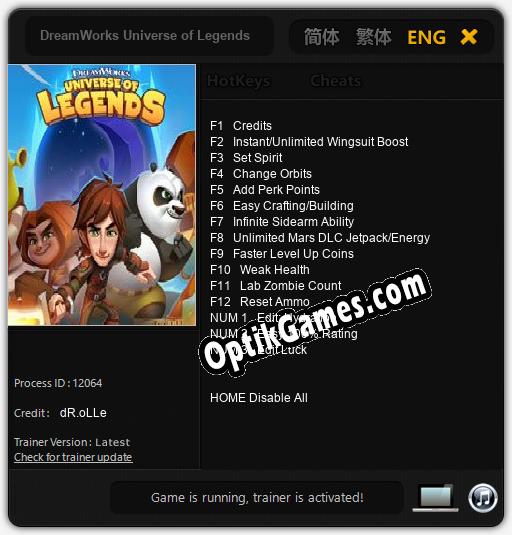 DreamWorks Universe of Legends: Cheats, Trainer +15 [dR.oLLe]