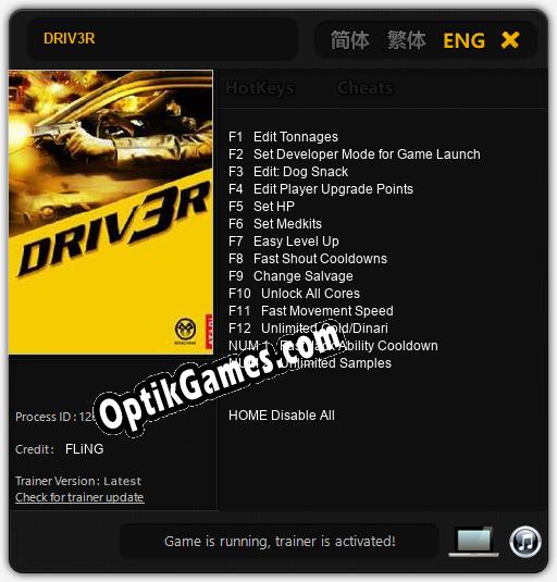 DRIV3R: Trainer +14 [v1.8]