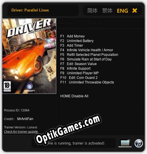 Driver: Parallel Lines: Trainer +11 [v1.9]