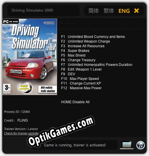 Driving Simulator 2009: Cheats, Trainer +12 [FLiNG]