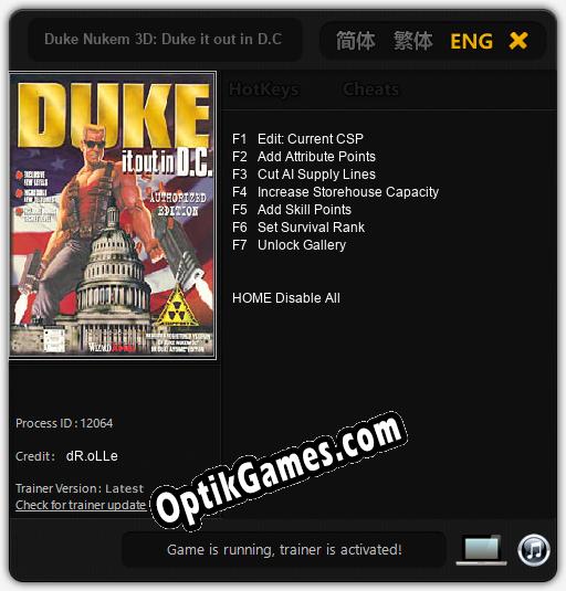 Duke Nukem 3D: Duke it out in D.C.: Cheats, Trainer +7 [dR.oLLe]