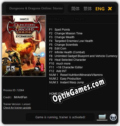 Dungeons & Dragons Online: Stormreach: TRAINER AND CHEATS (V1.0.55)