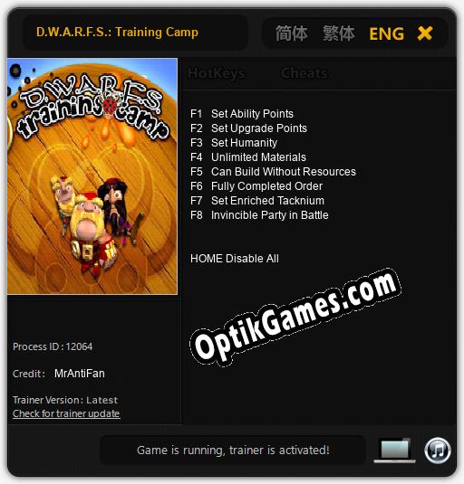 D.W.A.R.F.S.: Training Camp: Trainer +8 [v1.4]