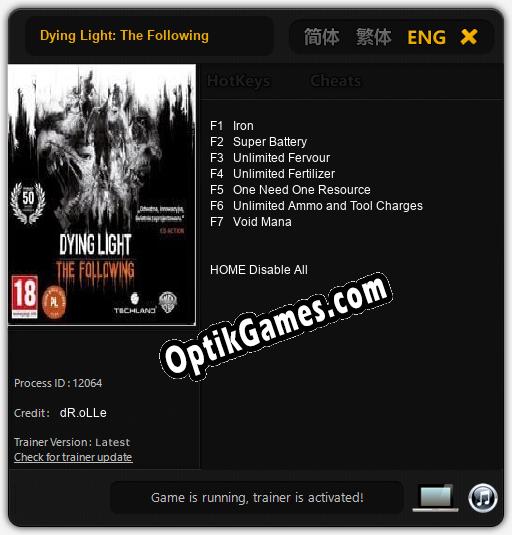 Trainer for Dying Light: The Following [v1.0.6]