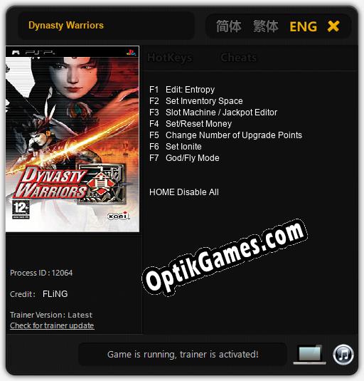 Trainer for Dynasty Warriors [v1.0.1]