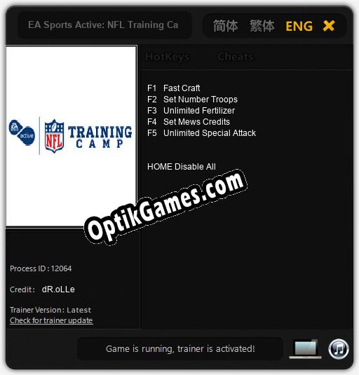 Trainer for EA Sports Active: NFL Training Camp [v1.0.5]