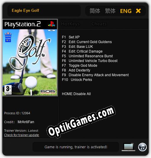 Eagle Eye Golf: TRAINER AND CHEATS (V1.0.44)