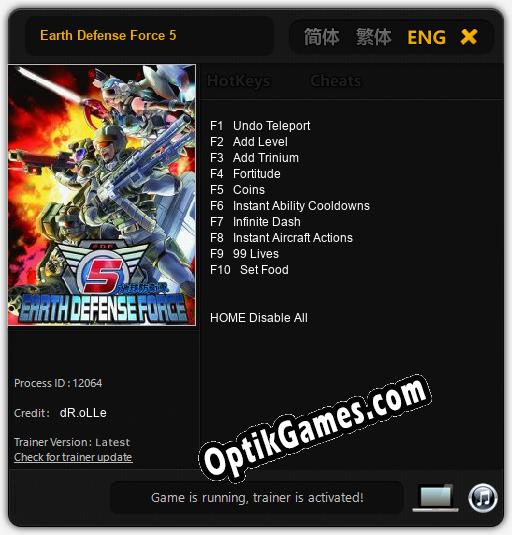Earth Defense Force 5: Cheats, Trainer +10 [dR.oLLe]
