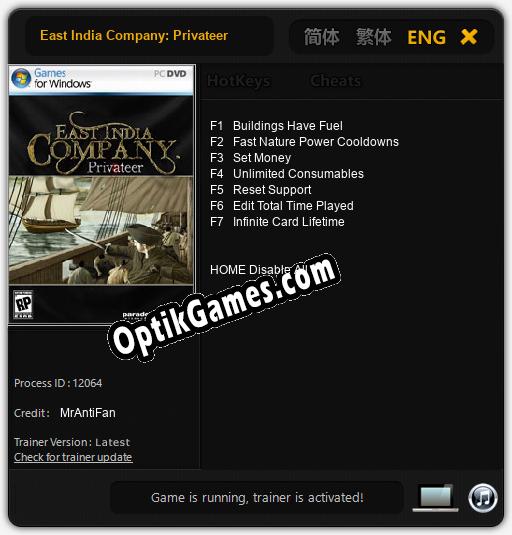Trainer for East India Company: Privateer [v1.0.5]