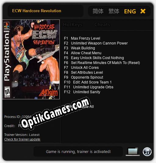 ECW Hardcore Revolution: TRAINER AND CHEATS (V1.0.51)