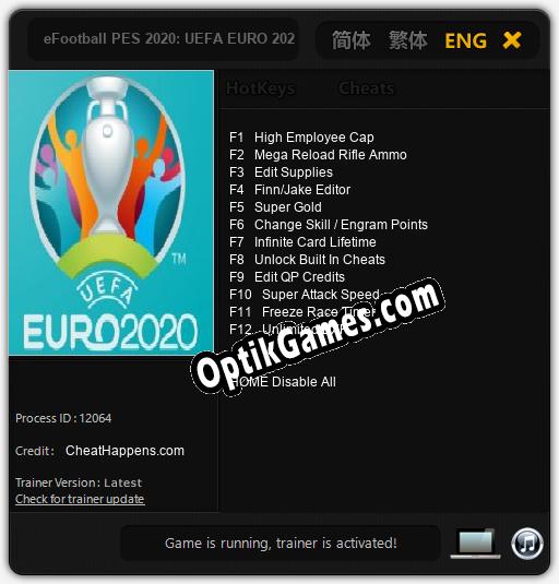 Trainer for eFootball PES 2020: UEFA EURO 2020 [v1.0.3]