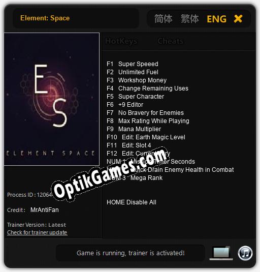 Element: Space: TRAINER AND CHEATS (V1.0.80)