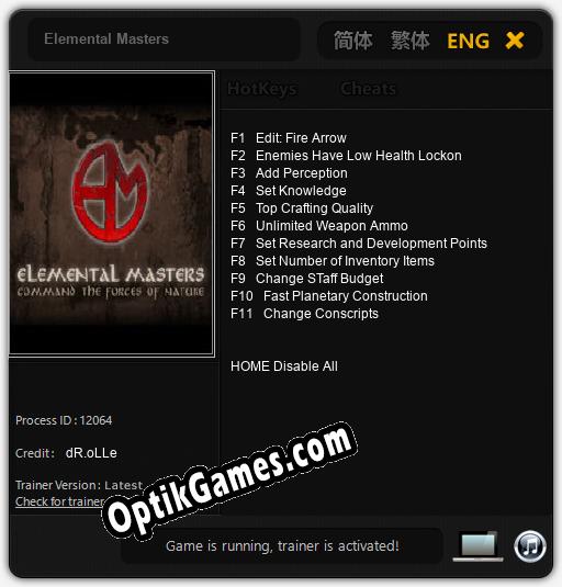 Elemental Masters: Cheats, Trainer +11 [dR.oLLe]