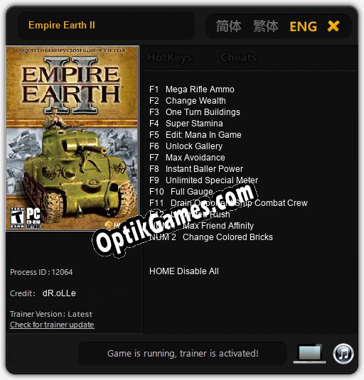 Empire Earth II: Trainer +14 [v1.9]