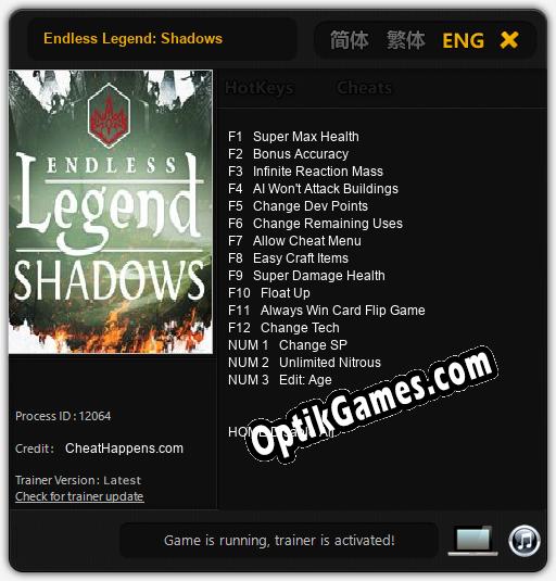 Endless Legend: Shadows: TRAINER AND CHEATS (V1.0.63)