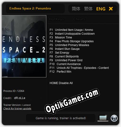 Endless Space 2: Penumbra: TRAINER AND CHEATS (V1.0.18)