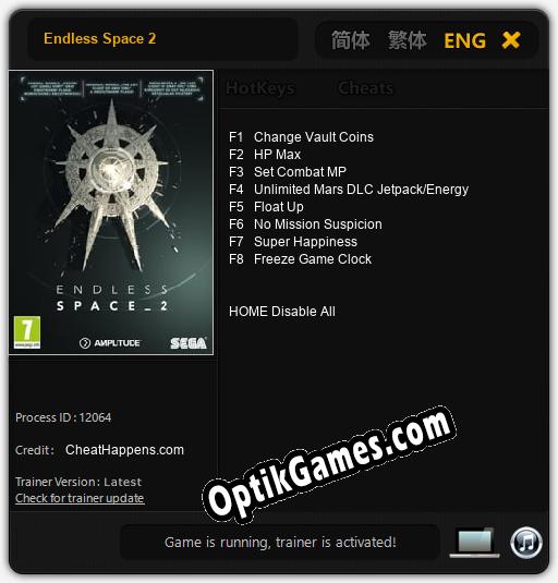 Endless Space 2: Trainer +8 [v1.9]