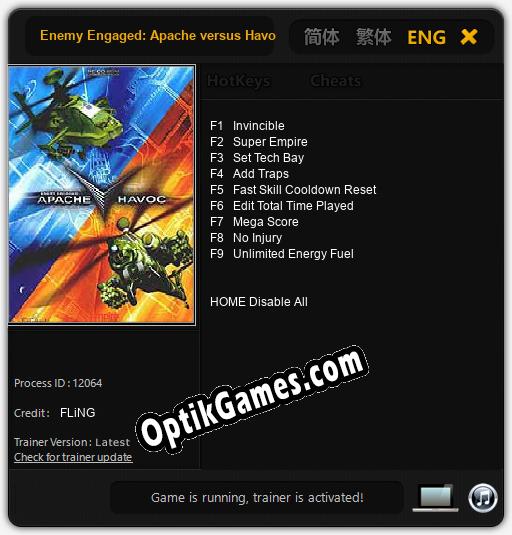 Enemy Engaged: Apache versus Havoc: Trainer +9 [v1.4]