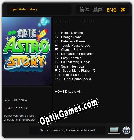 Epic Astro Story: Trainer +12 [v1.3]
