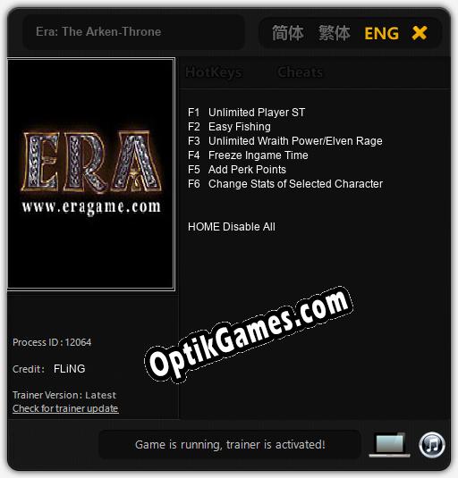 Trainer for Era: The Arken-Throne [v1.0.8]