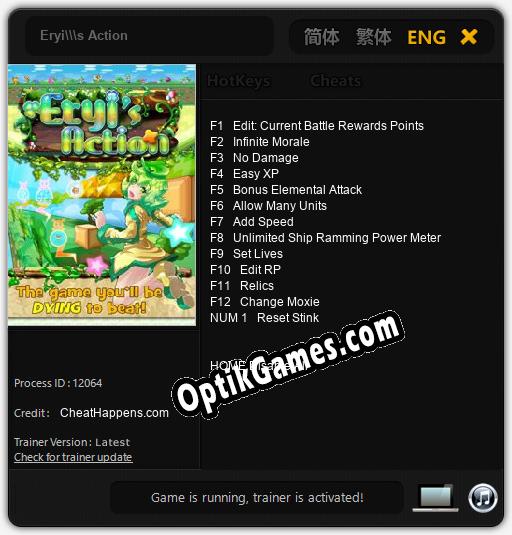 Eryis Action: TRAINER AND CHEATS (V1.0.85)