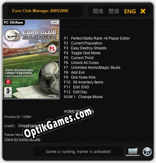 Euro Club Manager 2005/2006: TRAINER AND CHEATS (V1.0.54)