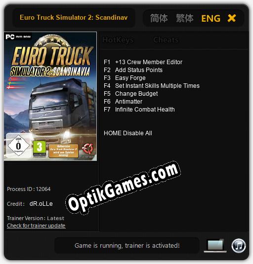 Euro Truck Simulator 2: Scandinavian Expansion: Trainer +7 [v1.4]