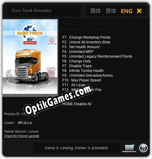 Euro Truck Simulator: TRAINER AND CHEATS (V1.0.26)