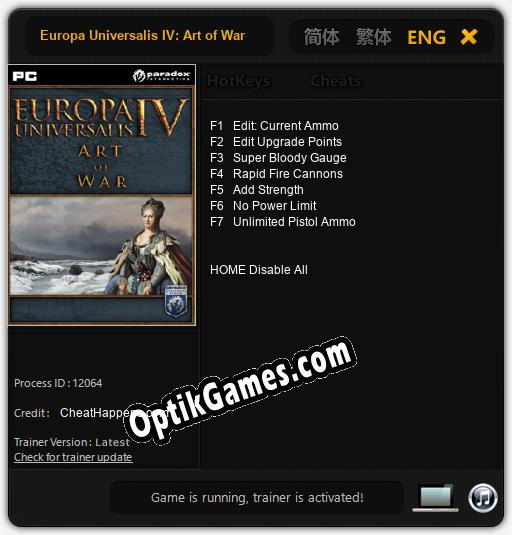 Trainer for Europa Universalis IV: Art of War [v1.0.9]