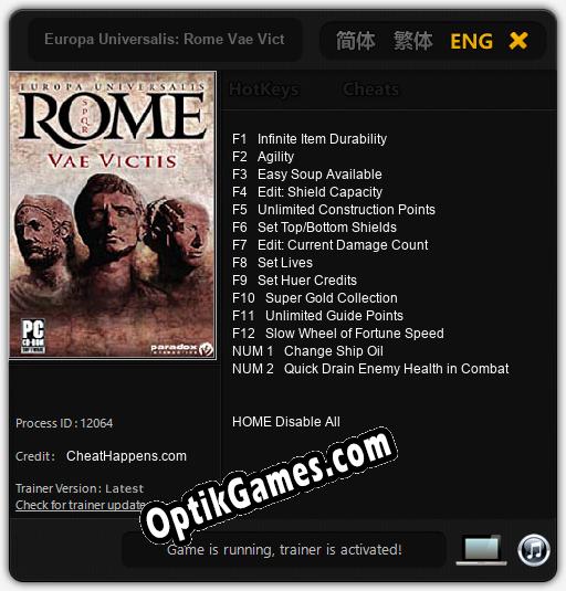 Europa Universalis: Rome Vae Victis: Cheats, Trainer +14 [CheatHappens.com]