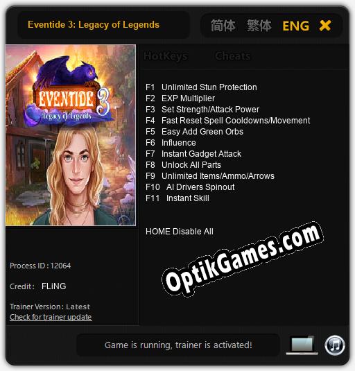 Eventide 3: Legacy of Legends: TRAINER AND CHEATS (V1.0.96)