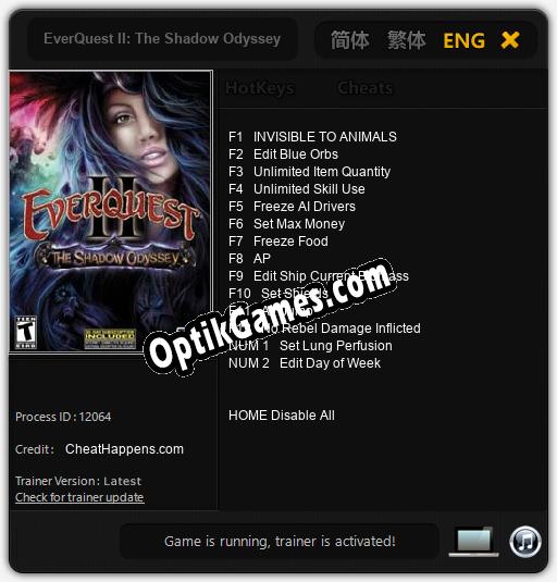 EverQuest II: The Shadow Odyssey: TRAINER AND CHEATS (V1.0.15)