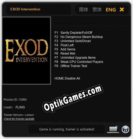 EXOD Intervention: Cheats, Trainer +9 [FLiNG]