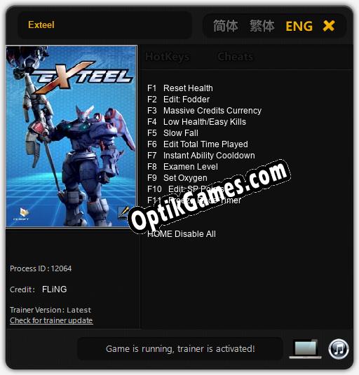 Exteel: TRAINER AND CHEATS (V1.0.25)