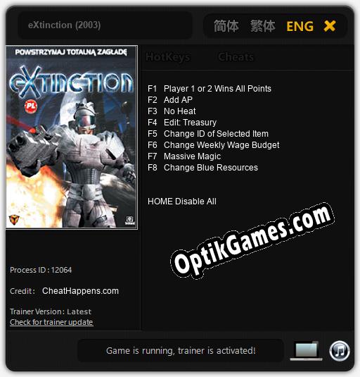 eXtinction (2003): Cheats, Trainer +8 [CheatHappens.com]