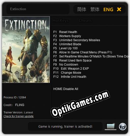 Extinction: Cheats, Trainer +12 [FLiNG]