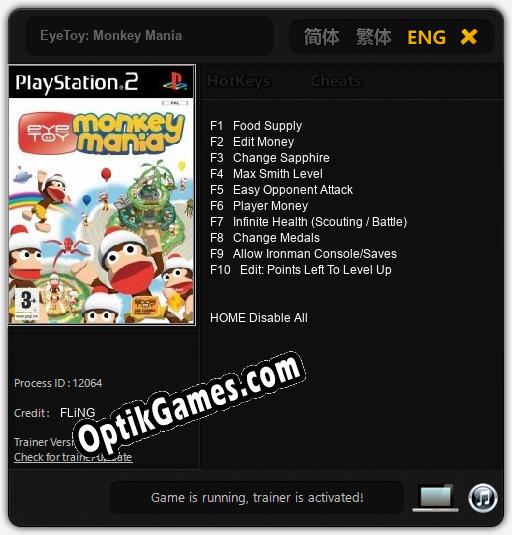 EyeToy: Monkey Mania: Cheats, Trainer +10 [FLiNG]