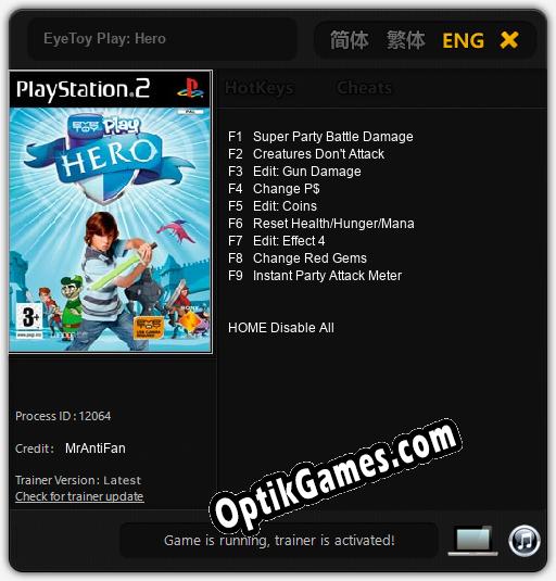 Trainer for EyeToy Play: Hero [v1.0.9]