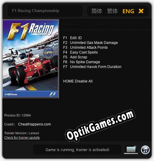 F1 Racing Championship: TRAINER AND CHEATS (V1.0.61)