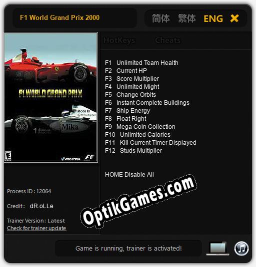 Trainer for F1 World Grand Prix 2000 [v1.0.6]
