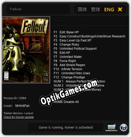 Fallout!: Trainer +15 [v1.9]