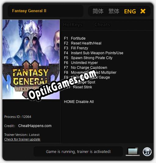 Fantasy General II: TRAINER AND CHEATS (V1.0.28)